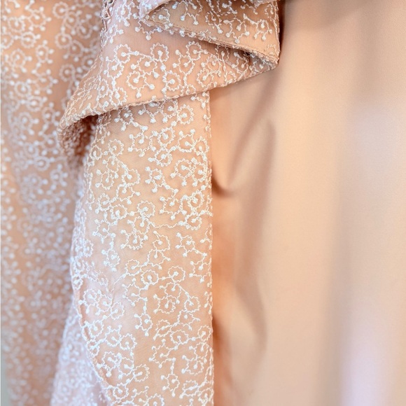 Elegant One Shoulder Lace Dress in Peach - Picture 6 of 13